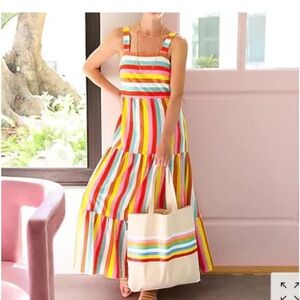 J. Crew Colorful Striped Maxi Dress Size Medium
